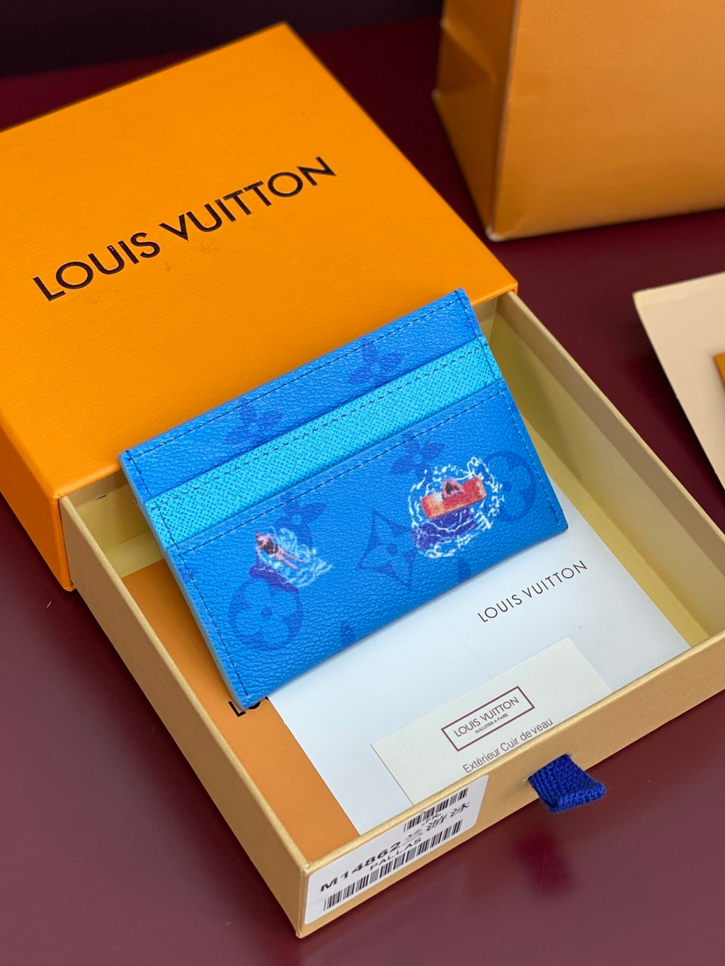 Louis Vuitton Double Men's Solid Color Logo Print Holiday Sports Series Leather Card Holder Wallet Bag Bags #77331