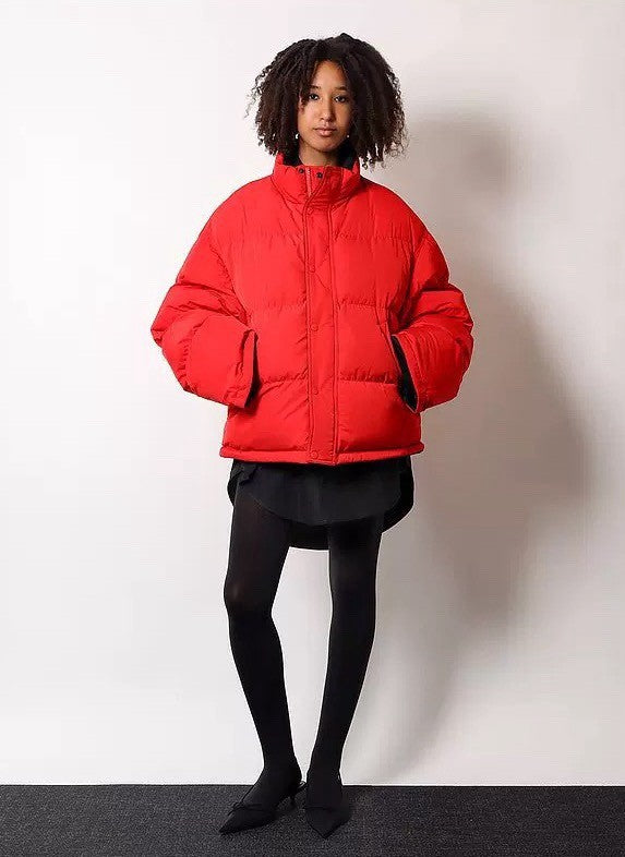 Balenciaga Men's And Women's Winter Retro Solid Color Reversible Loose Short Down Jacket Coat Ngvp #9731
