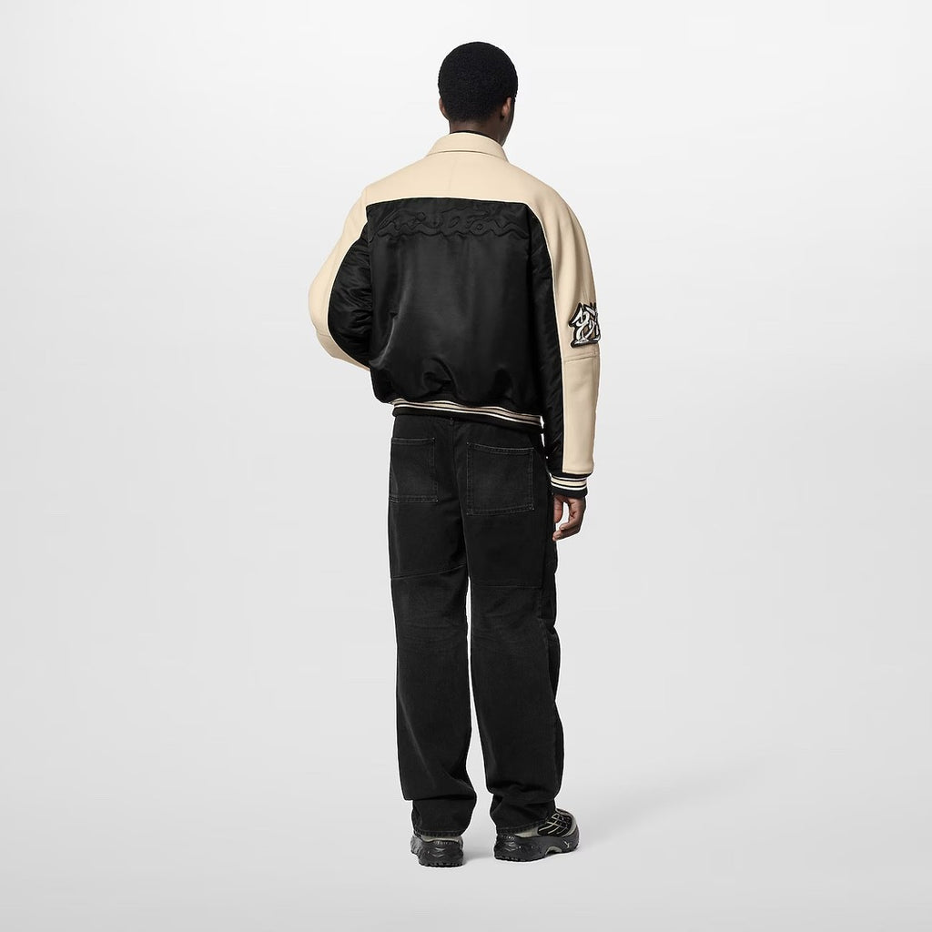 Louis Vuitton Men's Autumn Single Breasted Leather And Nylon Blouson Jacket #72784