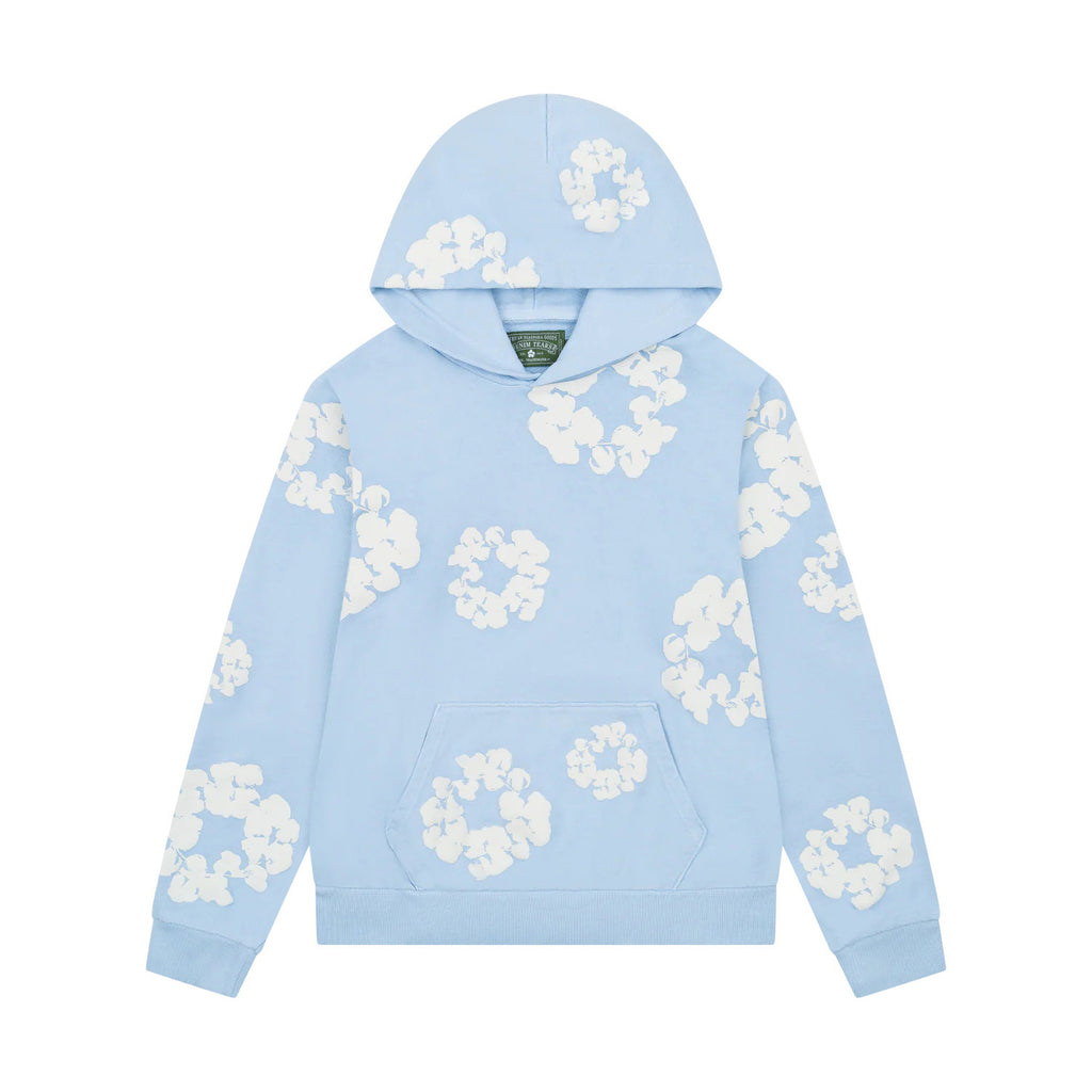 Denim Tears Men's And Women's Spring/fall Fashion Trend Solid Color Hooded Pullover Loose Fit Cotton Hoodie With Floral Print European American Style High Street Hip Hop Streetwear Sweatshirt #79535