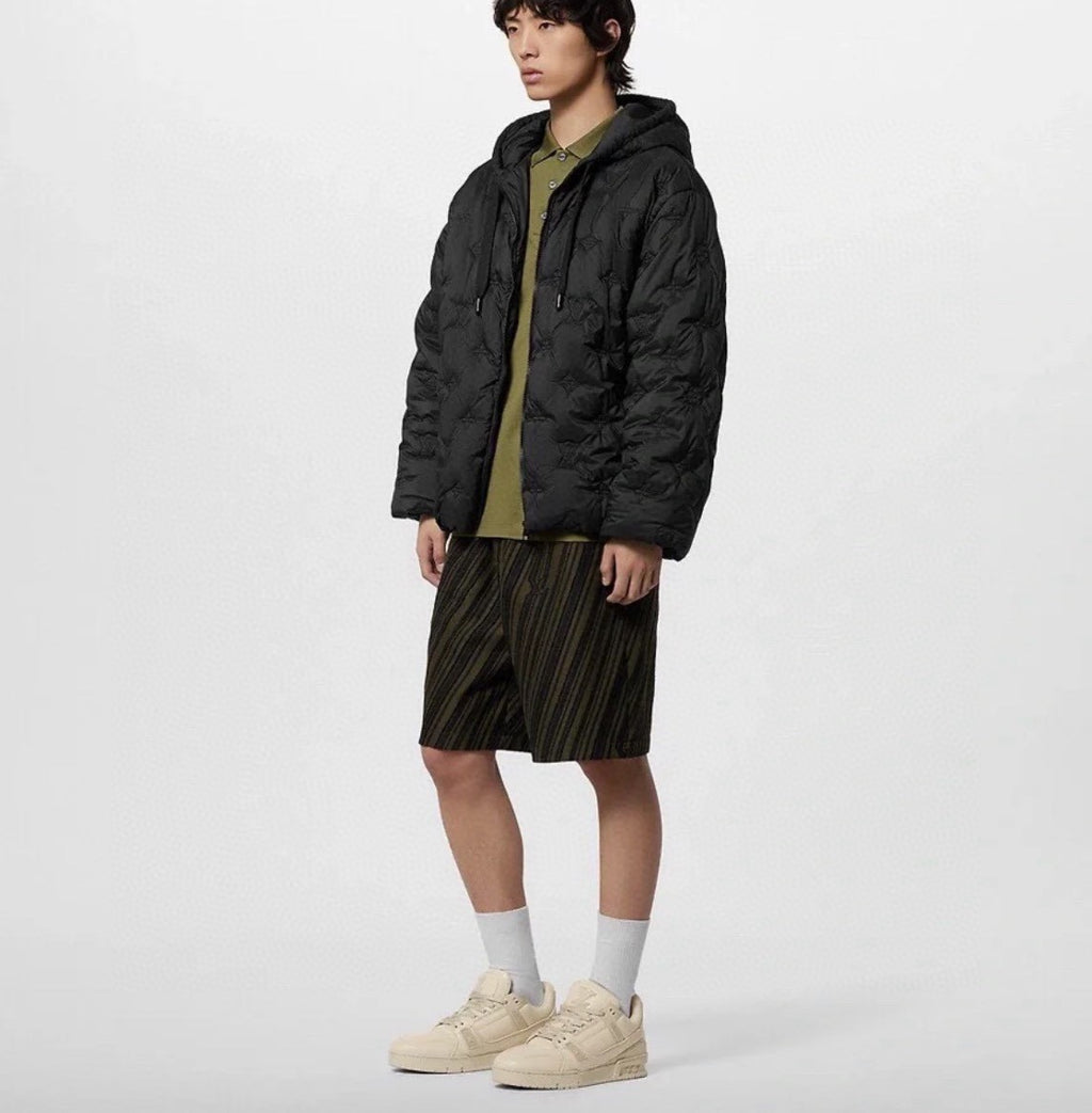 Louis Vuitton Women's And Men's Autumn and Winter Embroidered Letter Printed Solid Color Hooded Zipper Long Sleeve Cotton Jacket #74373