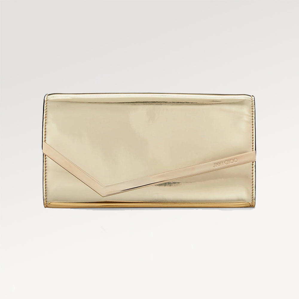 JIMMY CHOO Clutch Bag Mirror Finish Leather Magnetic Closure Detachable Chain Strap Versatile And Practical Bag Bags #197451