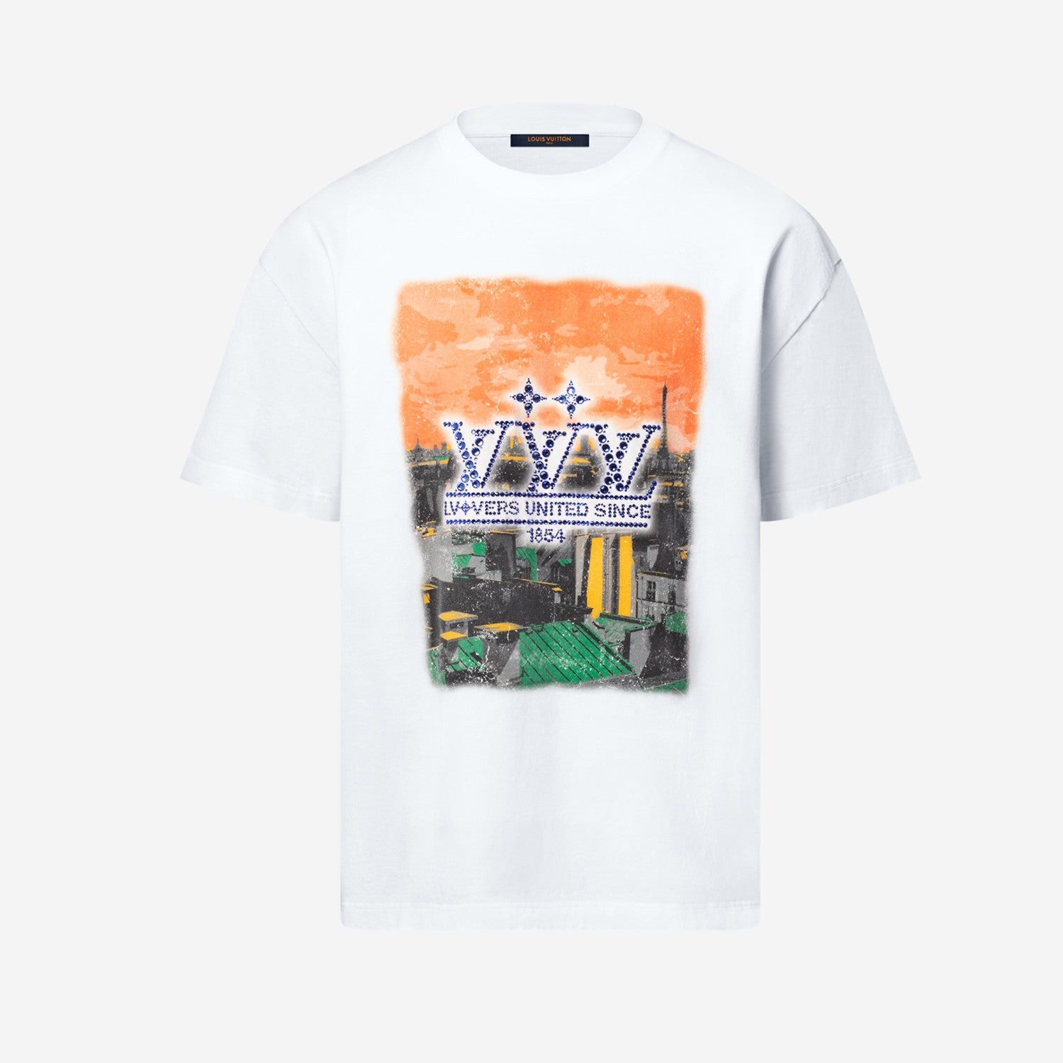 Louis Vuitton Men's Summer Embellished Graphic Cotton Crew Neck Short Sleeve T-Shirt #71829