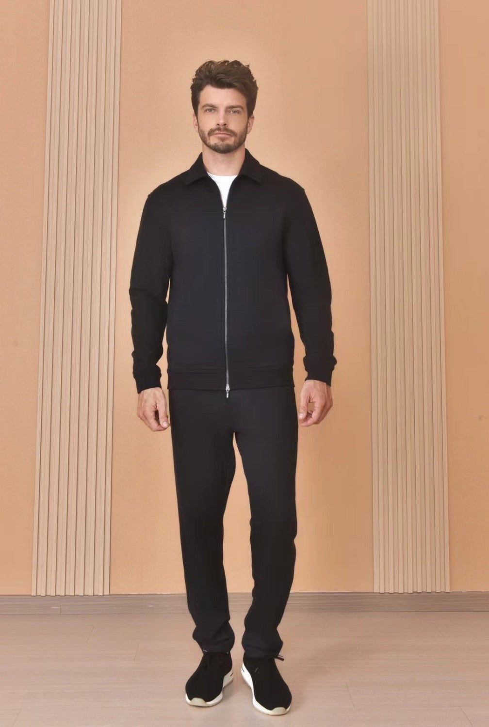 Loro Piana Men's The Gift of Kings® Blackrock Bomber Coat Long Sleeve Zipper Lapel Jacket Casual Solid Pants Set Ngvp #9645