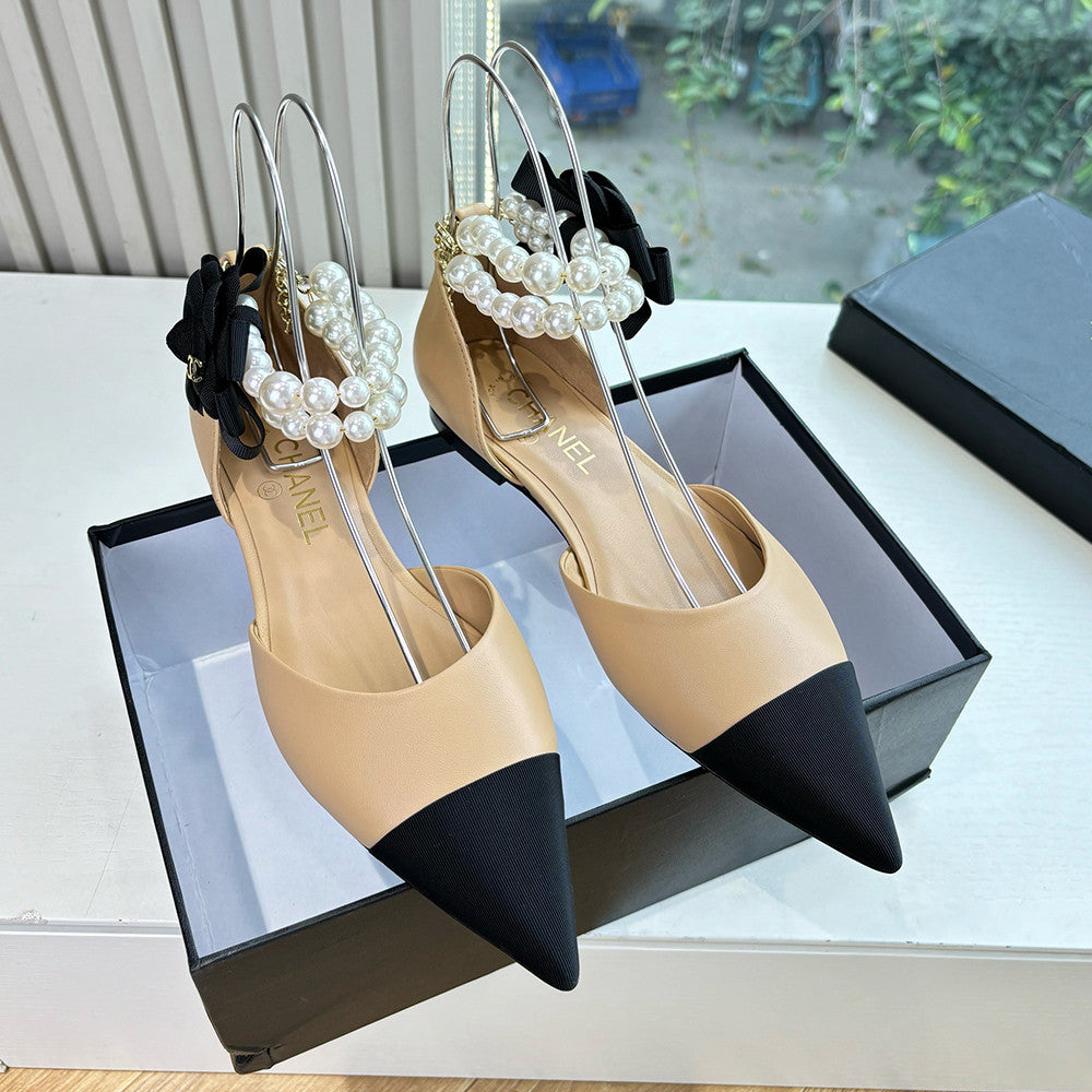 Chanel 25S Braided Mary Jane Toe Pearl Sandals #334482