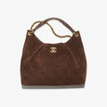 Chanel 26 Early Spring Vacation Series Super Large Hobo Hippie Bags Suede Leather Gold Deep Brown Chain Large Stray Bag #194784