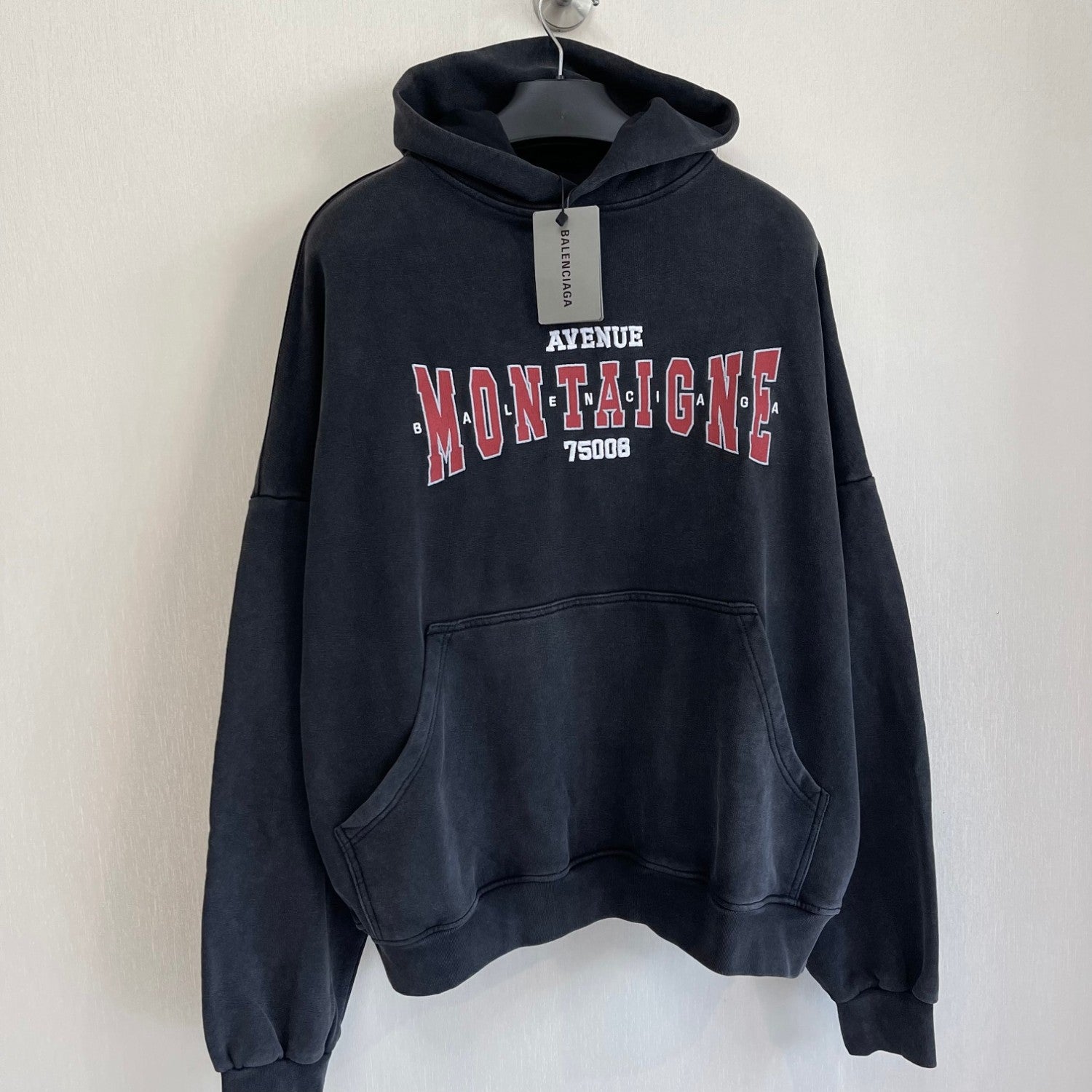 Balenciaga Men Women Spring Autumn High Street Letter Print Black Cotton Faded Loose Long Sleeve Hooded Sweatshirt Ngvp #9345