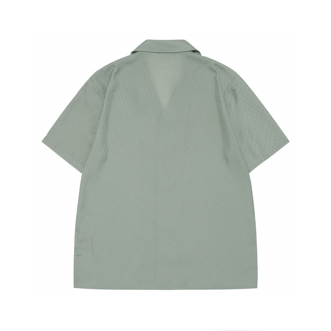 Dior Men's Summer Solid Color Letter Printed V-Neck Single Breasted Short Sleeve Shirt #76919