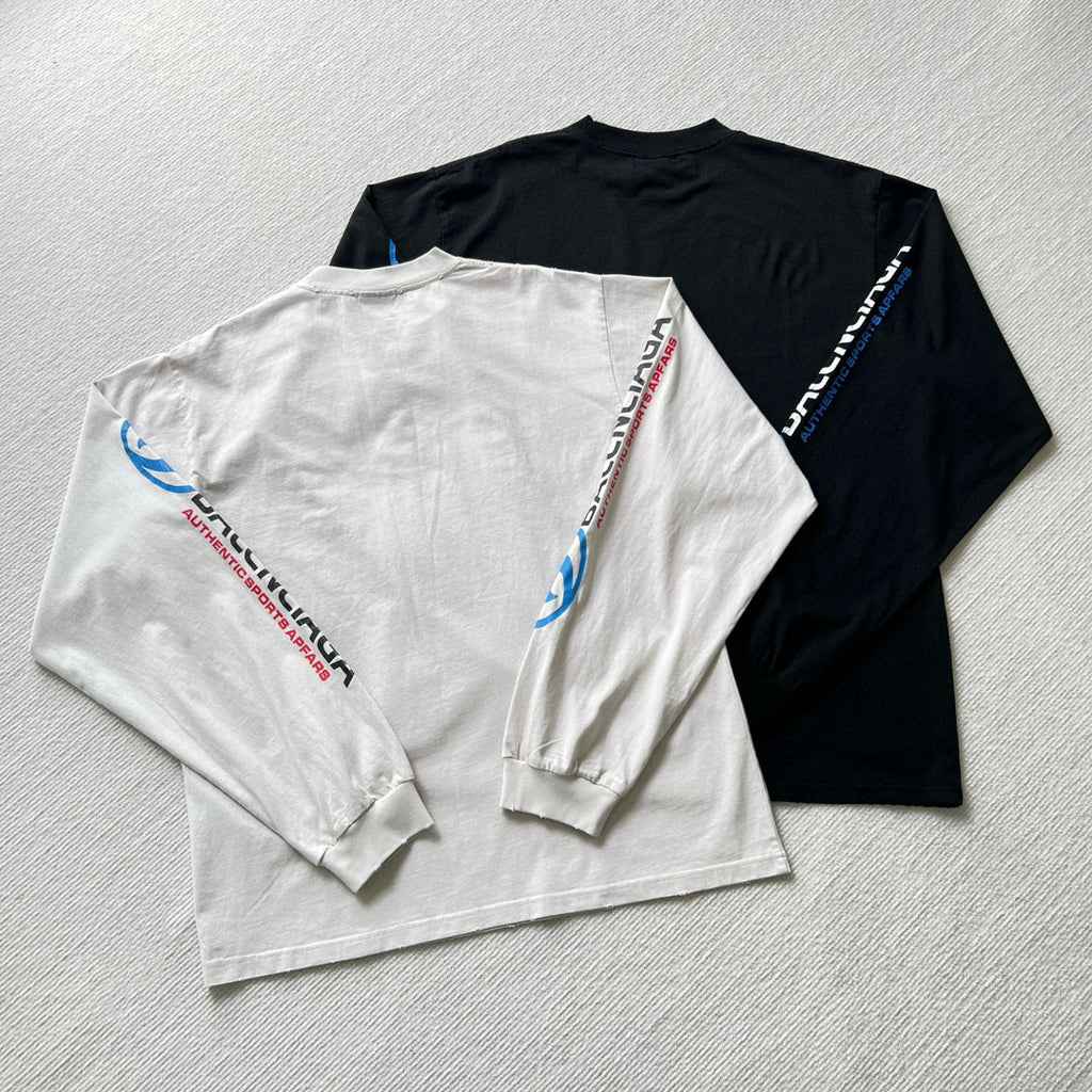 Balenciaga Men's and Women's Spring and Autumn Letter Printed Round Neck Cotton Raglan Sweatshirt Pullover #97891
