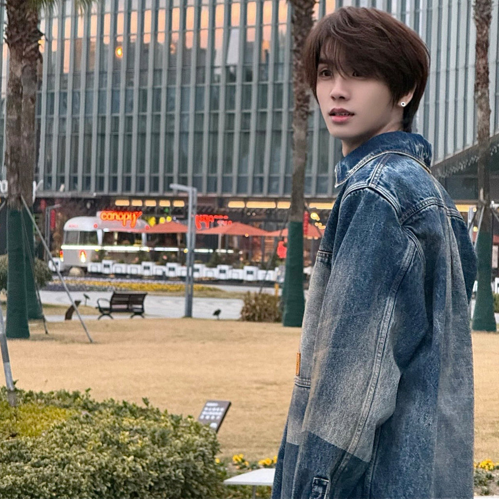 Louis Vuitton Sun Fading Effect Denim Long Sleeve Shirt Skateboarding Jeans Pants Men'S Spring And Summer Fashion High Street Trend Casual Suit Set #75985