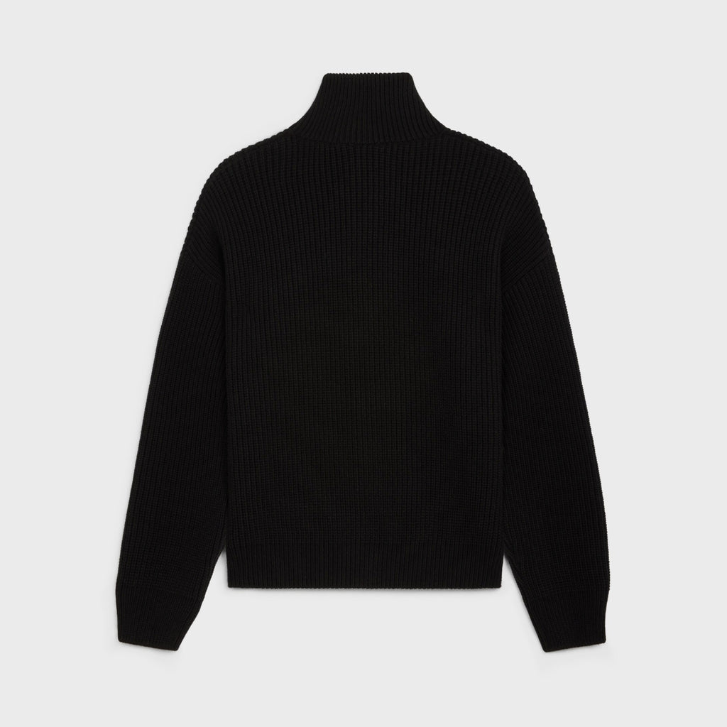 Celine TRIOMPHE Men's Spring/Autumn Solid Color Fashionable Casual Logo Embroidered Zipper Long Sleeve Wool Trucker Sweater Jacket #78242