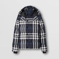 Burberry Men's Winter Fashion Casual High Tie Hood Windproof Single Breasted Detachable Hood Night Color Plaid Down Jacket #79373