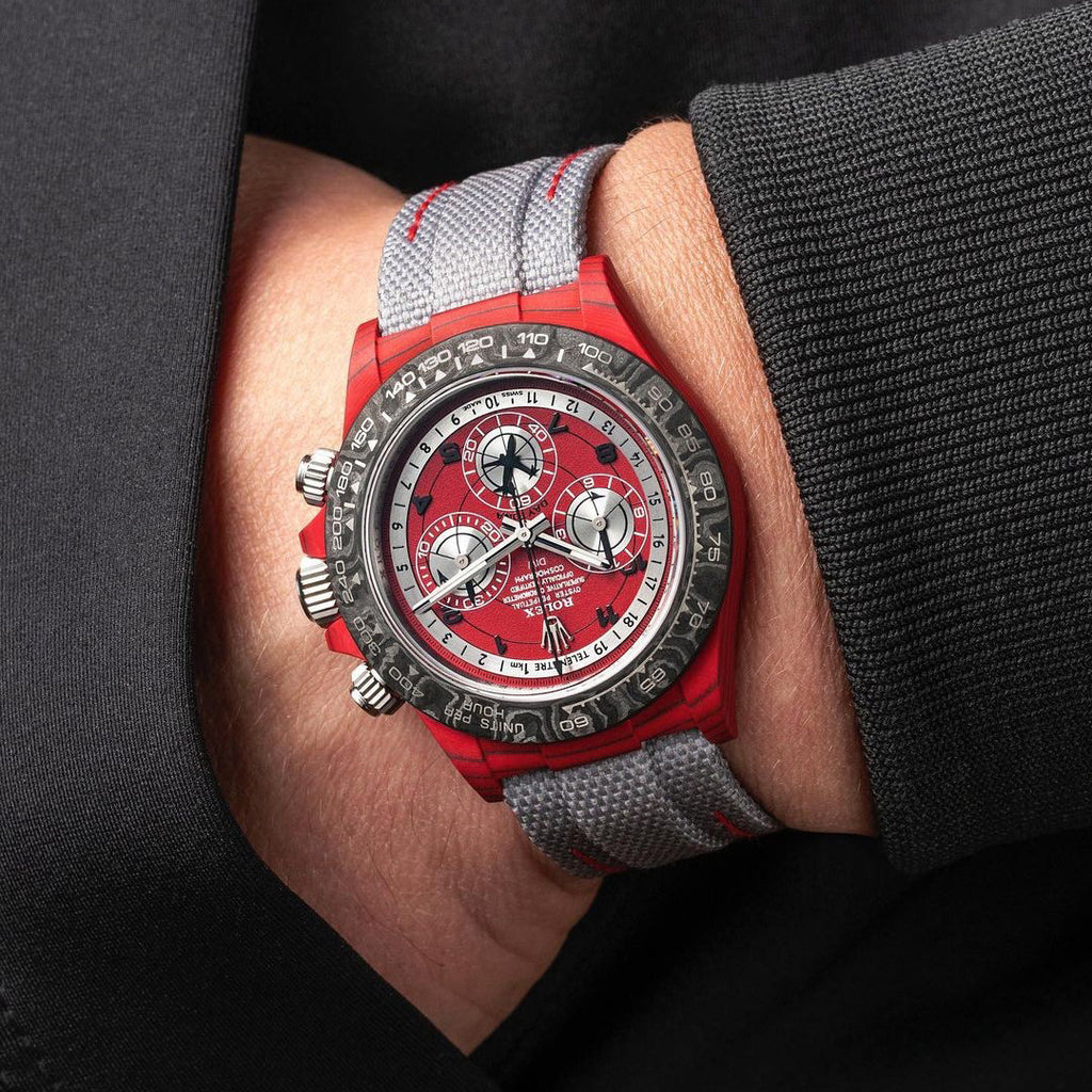 Rolex Men's Red and Black Modified Carbon Fiber Daytona Mechanical Watch #98777