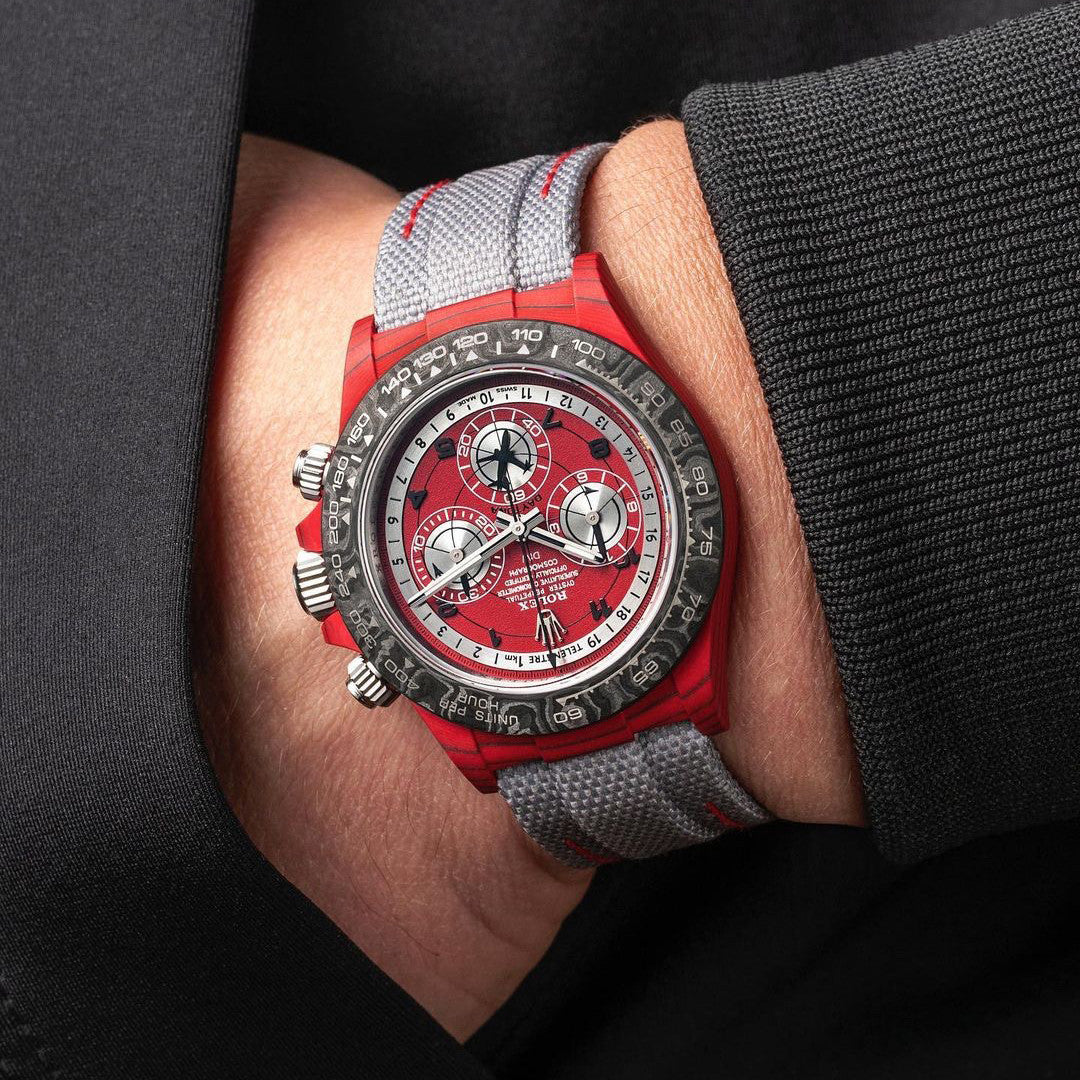 Rolex Men's Red and Black Modified Carbon Fiber Daytona Mechanical Watch #98777