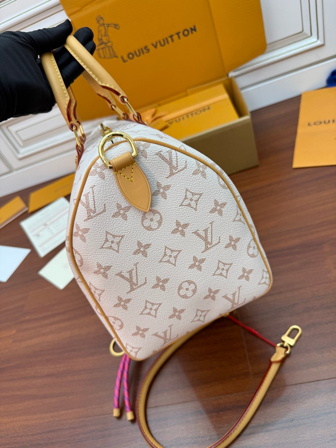 Louis Vuitton SPEEDY SOFT 30 LUCKY Women's Fashion Classic Logo Print Coated Canvas Shoulder Bag Handbag Crossbody Bag Bags M15108 #78412