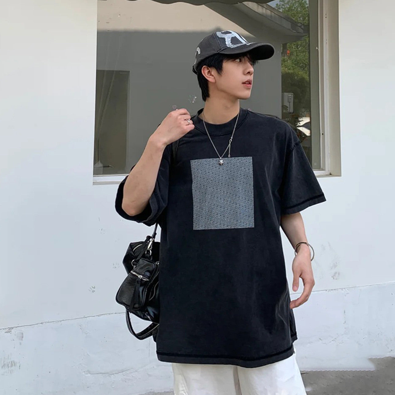 Balenciaga Men's And Women's Summer Retro Print Washed Old Loose Short Sleeved Black T-shirt Ngvp #8466