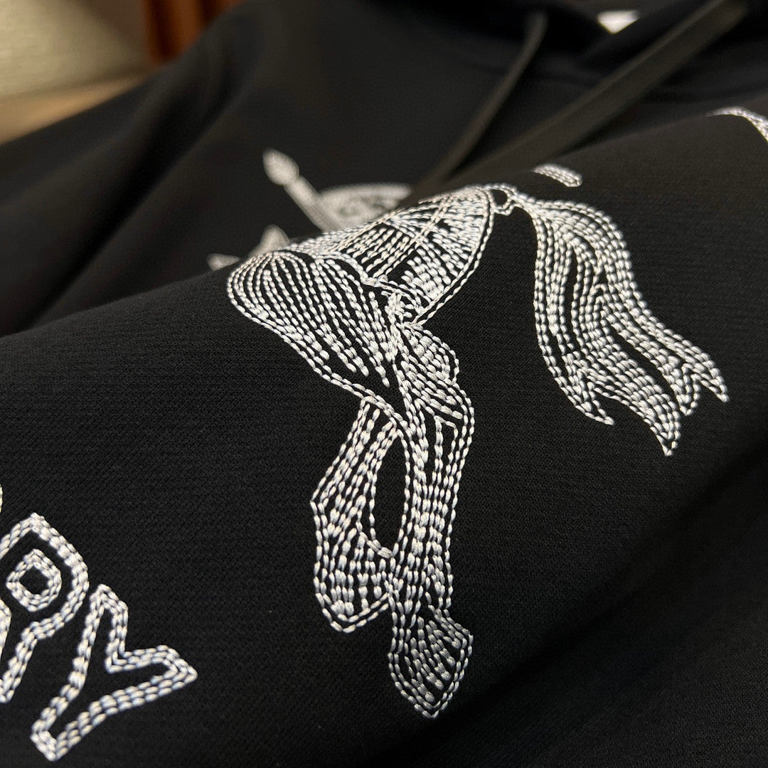 Burberry Embroidered Knight Pattern Hooded Sweatshirt Pullover #96225