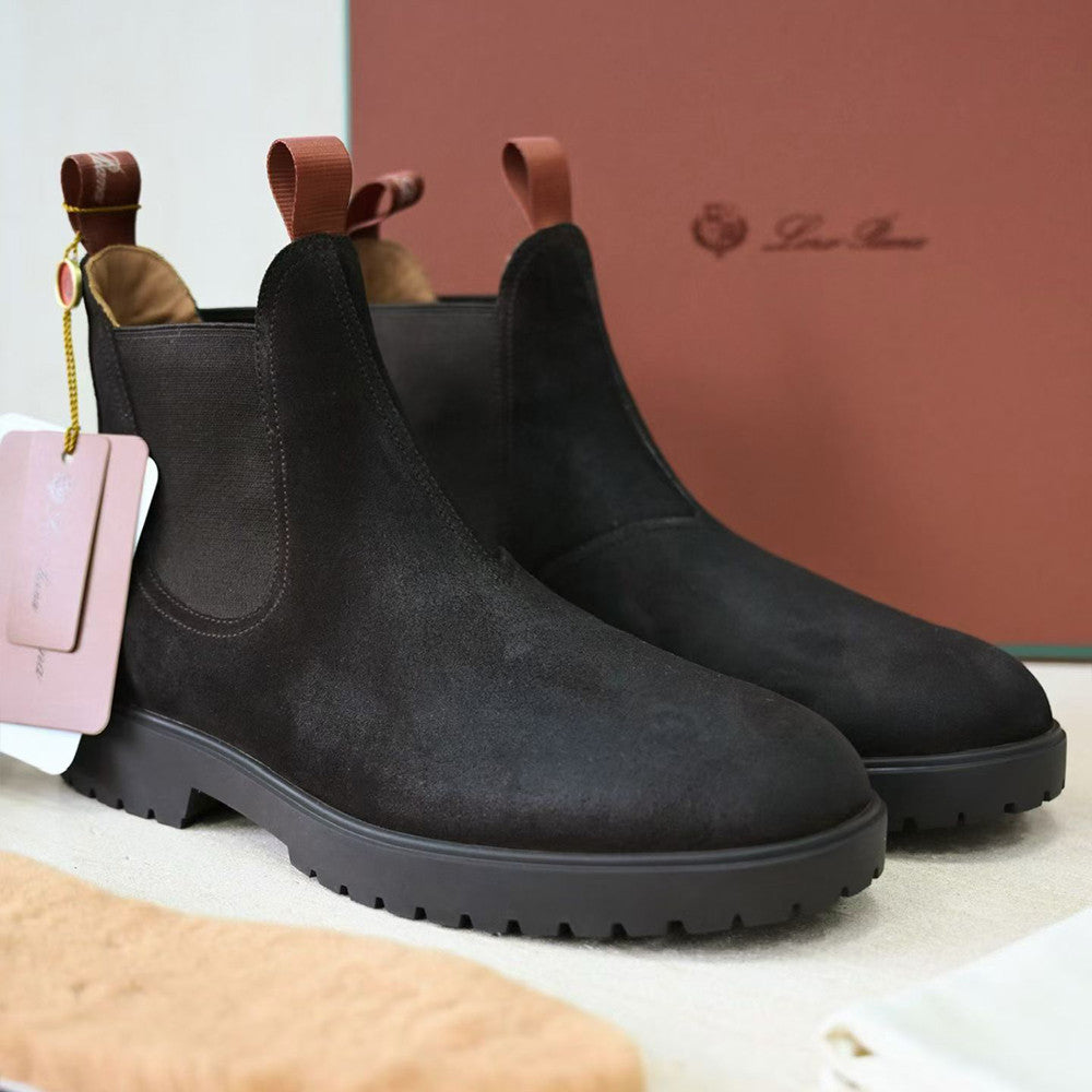 Loro Piana Men's Dover Walk Men's Chelsea Boots Winter shoes Low Cut Round Toe Martin Boot #332379