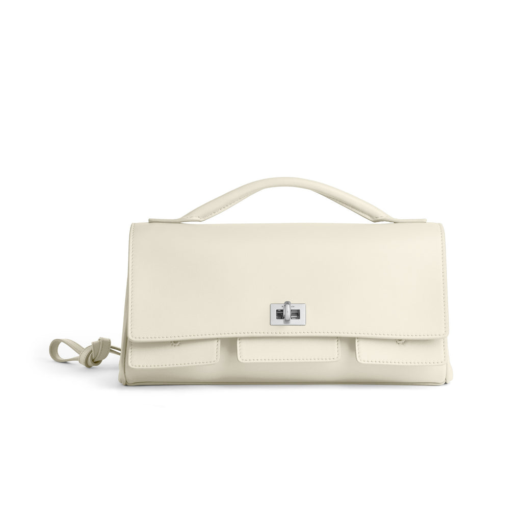Balenciaga Women's Bel Air Small Clutch Bag Logo Printed Solid Color Leather Tote Bag Bags 8349432ABAV6036 Ngvp #1244