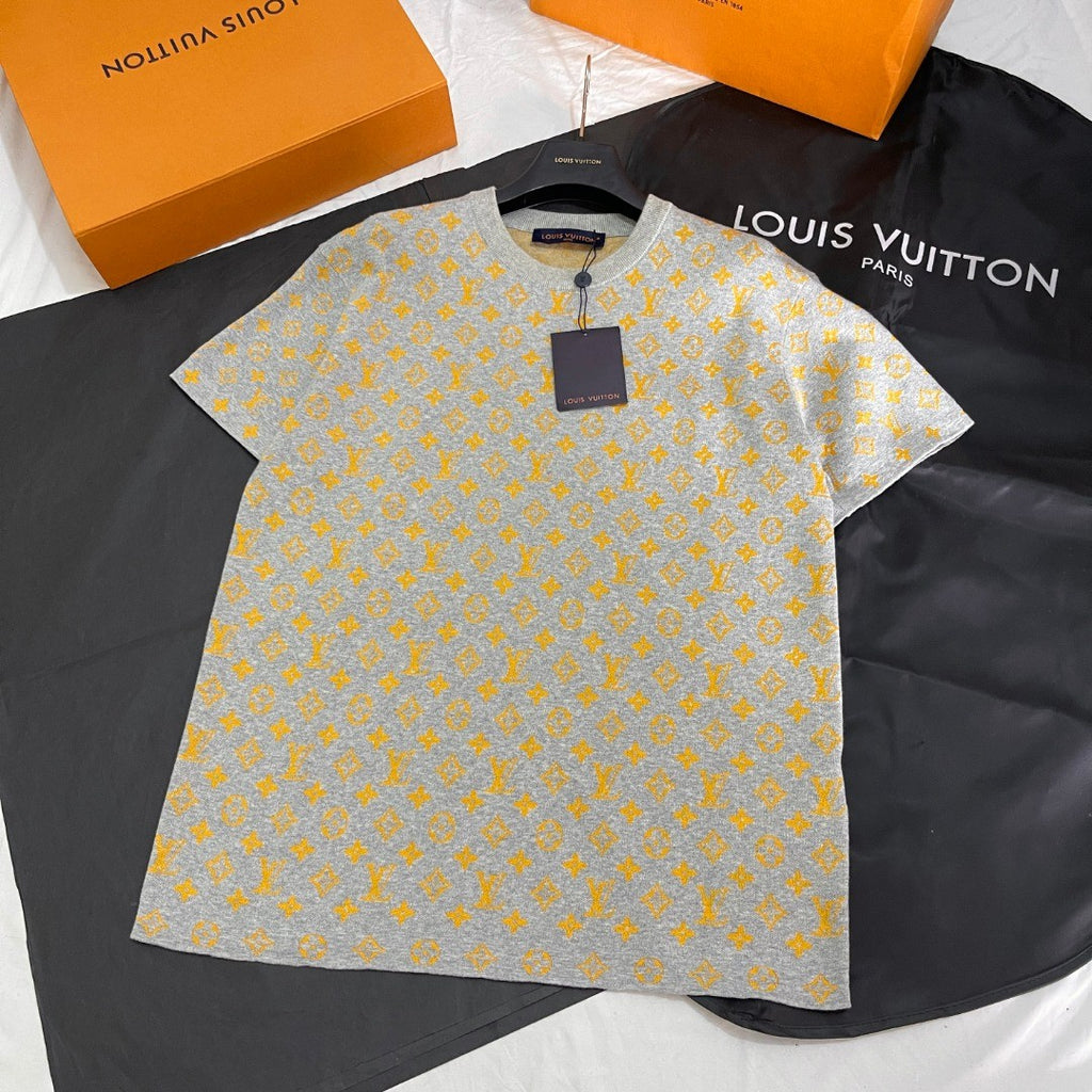 Louis Vuitton Men's Summer Solid Color Letter Print Round Neck Short Sleeve T-Shirt #77233