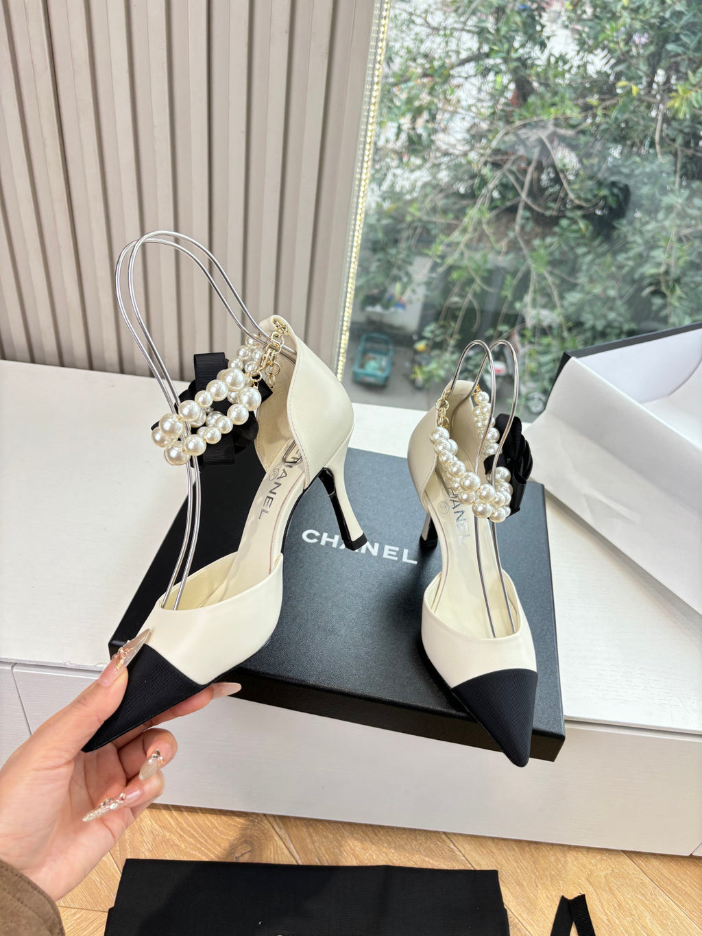 Chanel 25S Braided Mary Jane Toe Pearl Sandals and High Heels #334481