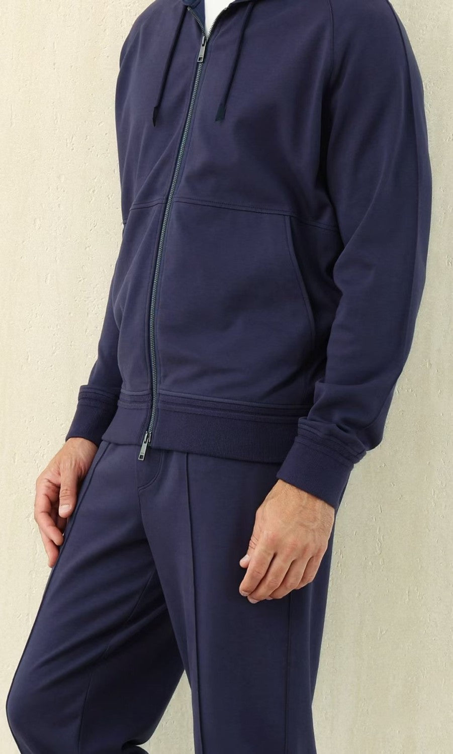 Ermenegildo Zegna Men's Spring/Fall Zipper Drawstring Hoodie Sweatshirt & Solid-Color Casual Pants Suit Set Ngvp #2352