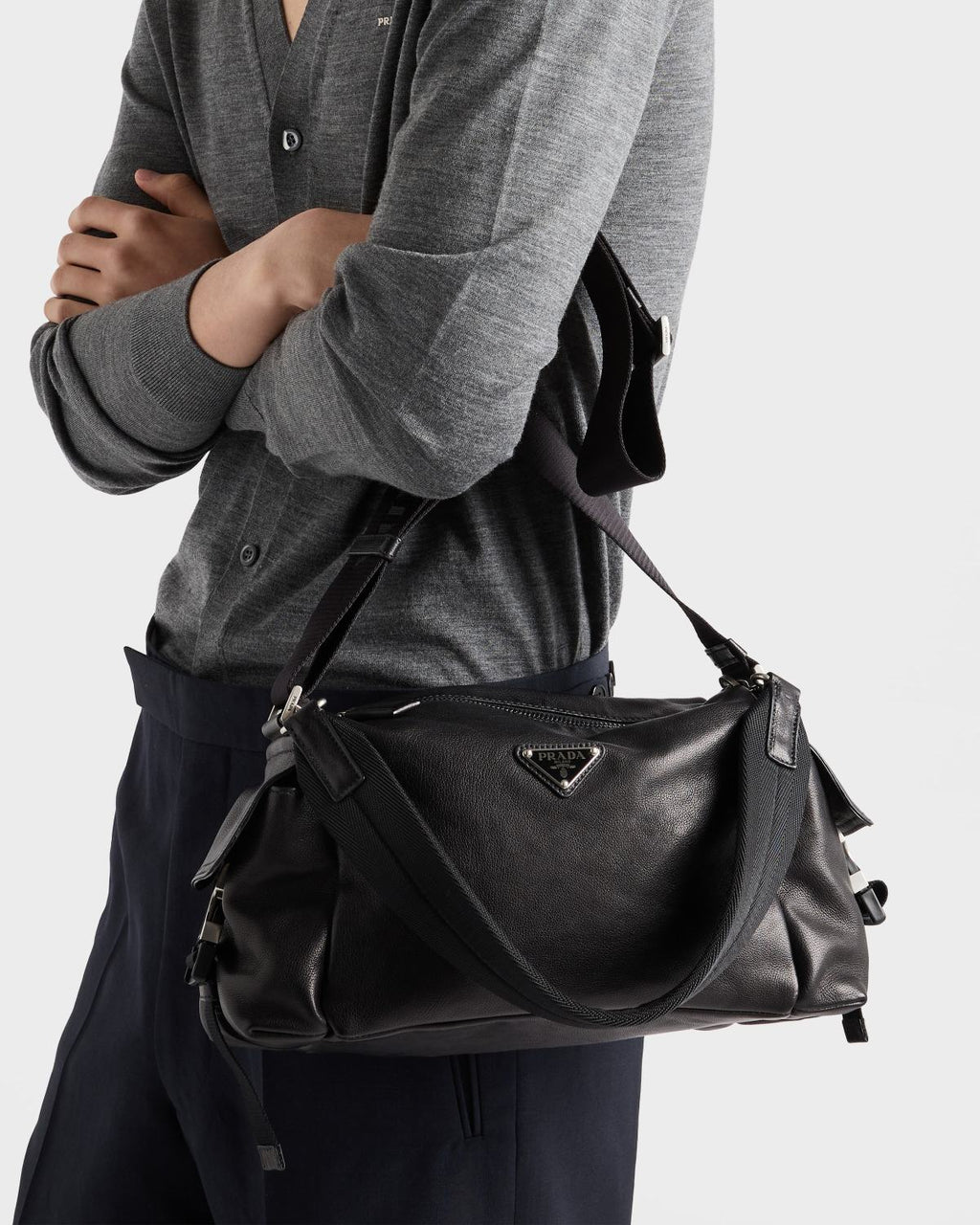 PRADA Black Prada Explore Leather Bag #379559