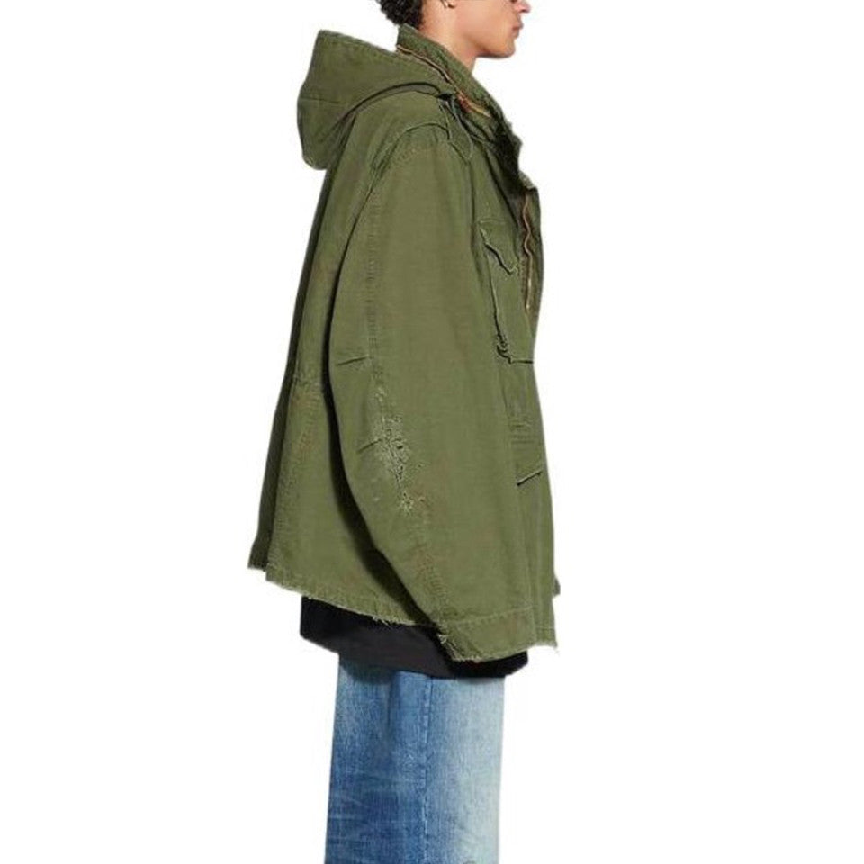 Balenciaga Men's Spring And Autumn Multi-Pocket Zipper Cotton Solid Color Loose Hooded Coat Jacket Ngvp #8687
