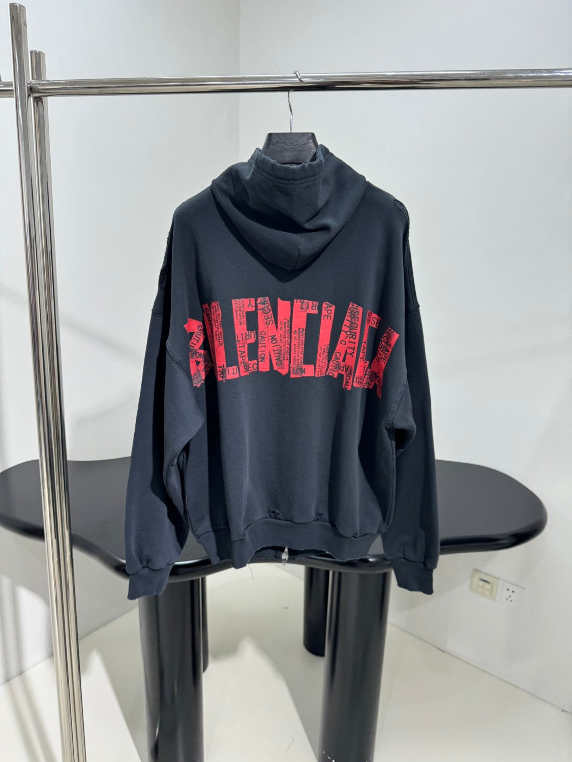 Balenciaga Men's Spring and Autumn Solid Color Alphabet Tape Print Hooded Zipper Long Sleeve Jacket #76579