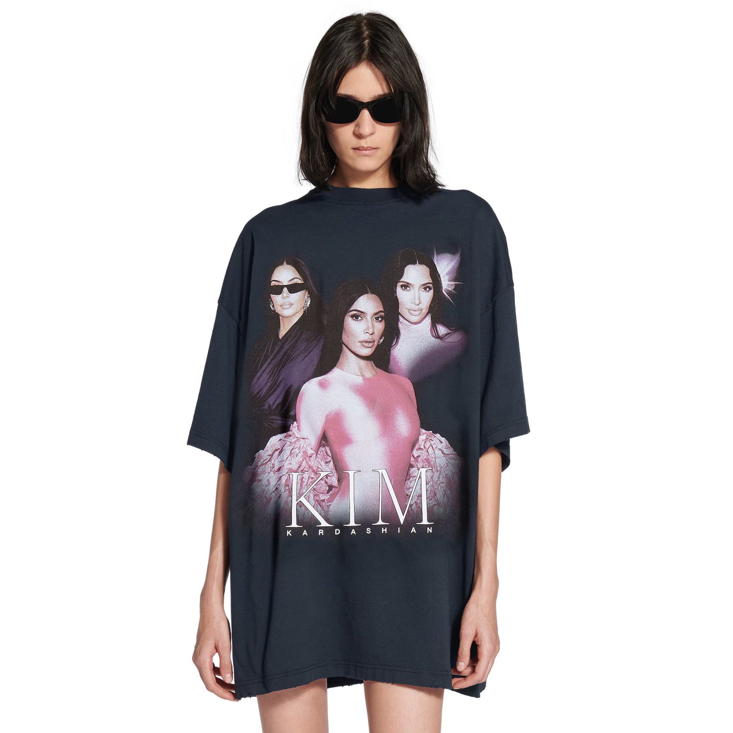 Balenciaga Men's And Women's Summer Female Star Pattern Printing Solid Color Round Neck Cotton Short Sleeve T-shirt #75924