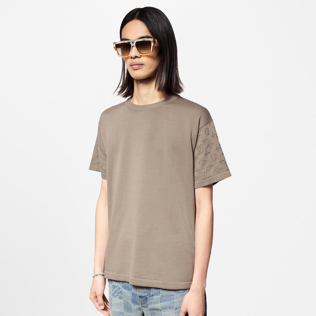 Louis Vuitton Men's Summer Solid Color Logo Jacquard Round Neck Cotton Short Sleeve T-Shirt #99834