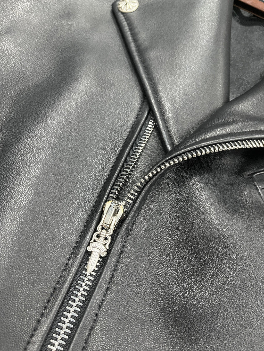 Chrome Hearts 25FW Punk Motorcycle Leather Style Short Vest #333459