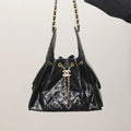 Chanel Women's Classic Double C Logo Solid Color Cowhide & Leather Tote Shoulder Bag Bags #75835