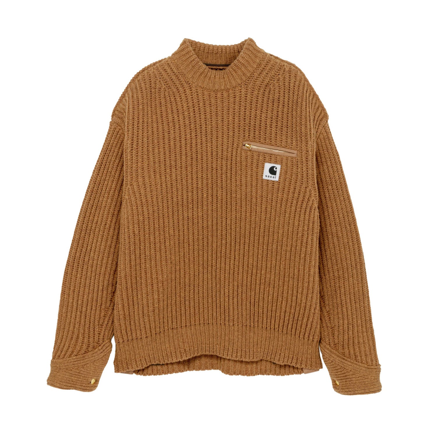 Sacai x Carhartt WIP Men's And Women's Models Autumn And Winter Loose Casual High Neck Long Sleeve Knitted Jumper Pullover #97645
