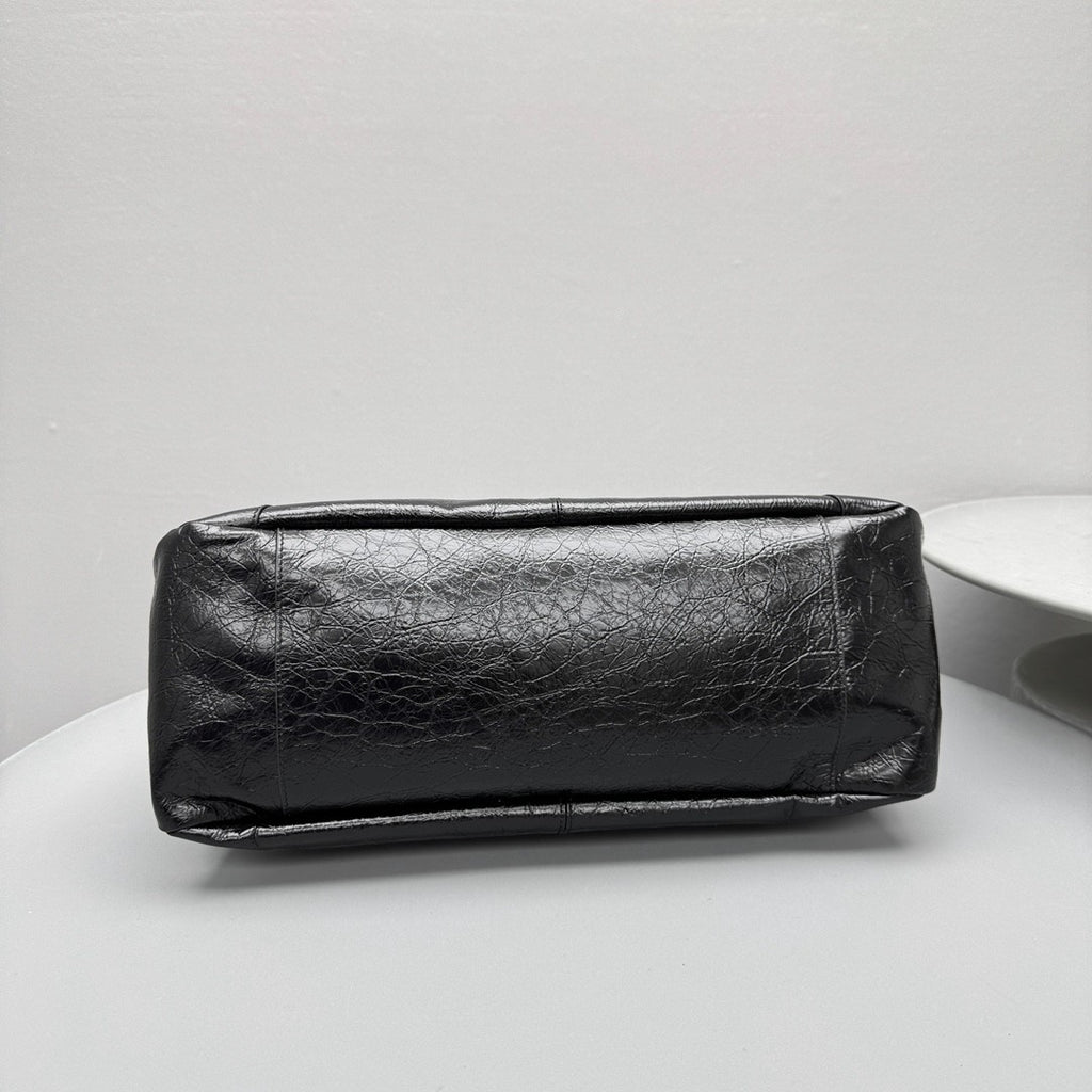 Balenciaga LE CITY MOTO Men's And Women's Fashion Solid Color Leather Zipper Closure Large Capacity Adjustable Shoulder Strap Biker Bag Travel Tote Shoulder Bag Bags 8461862ABEK1000 #79568