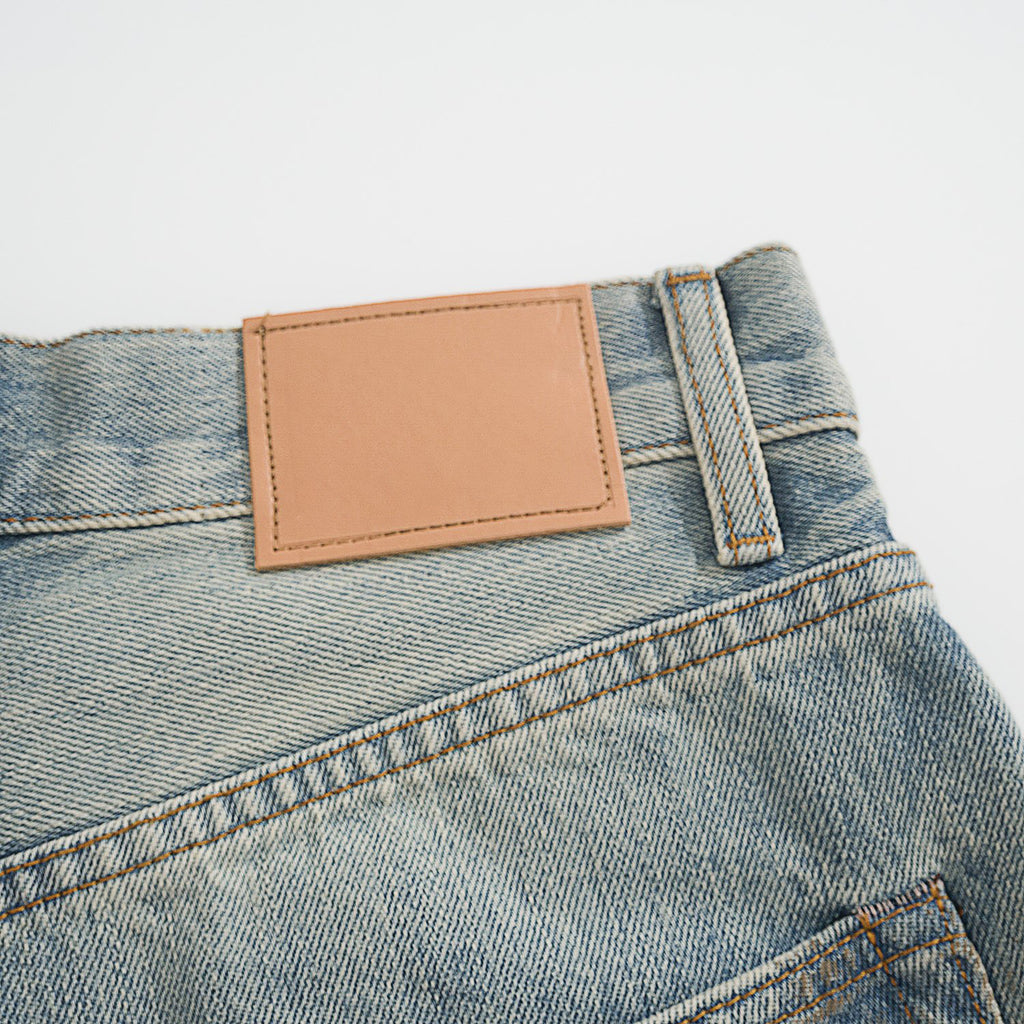 Men's Four Seasons Do Old Low Waist Zipper Closure Solid Color Cotton Loose Denim Jeans Autonomous Label-Free Casual Pants Ngvp #9922