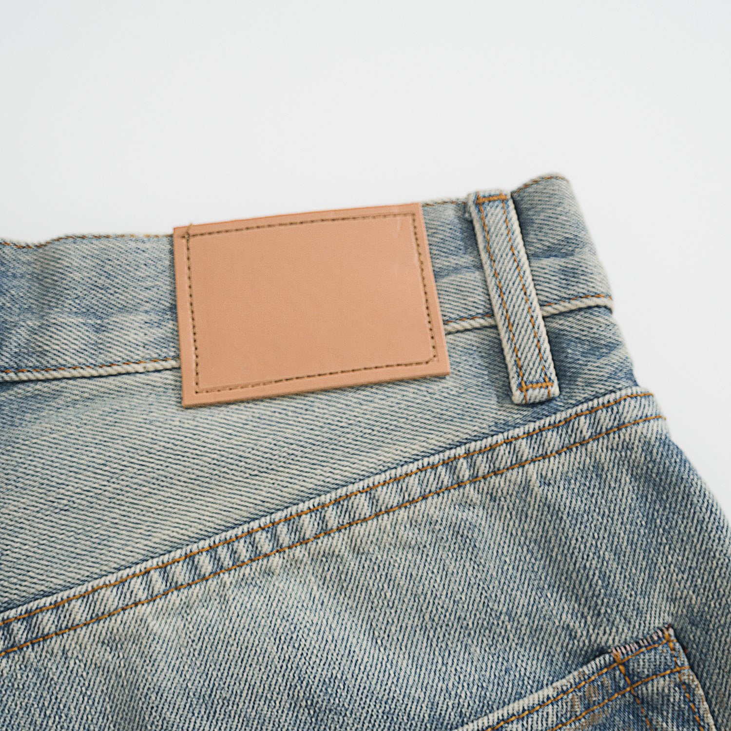 Men's Four Seasons Do Old Low Waist Zipper Closure Solid Color Cotton Loose Denim Jeans Autonomous Label-Free Casual Pants Ngvp #9922