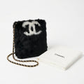 Chanel Autumn/winter Plush Chain Crossbody Bag With Double C Logo Stylish And Trendy Exquisite Handbag In Black And White #192905