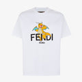 Fendi Men's and Women's Summer Dinosaur Printed Solid Color Round Neck Cotton Short Sleeve T-Shirt #98191