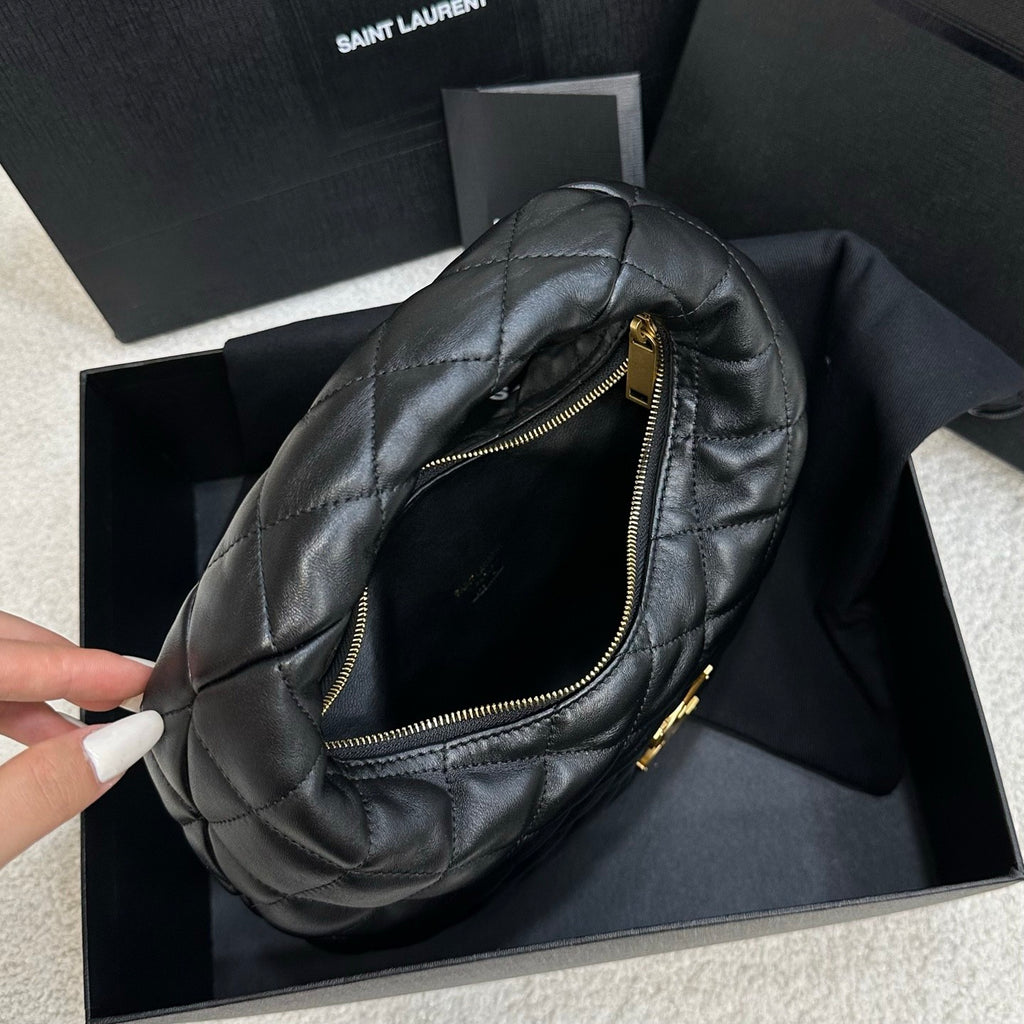 Saint Laurent ICARINO Quilted Nappa Leather Handbag ROSÉ Same Style Half-Moon Bag #332811