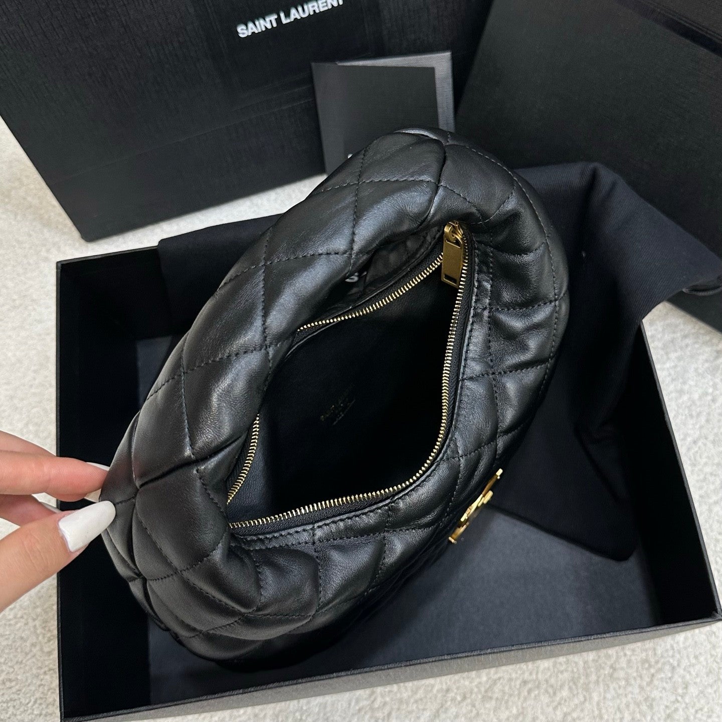 Saint Laurent ICARINO Quilted Nappa Leather Handbag ROSÉ Same Style Half-Moon Bag #332811