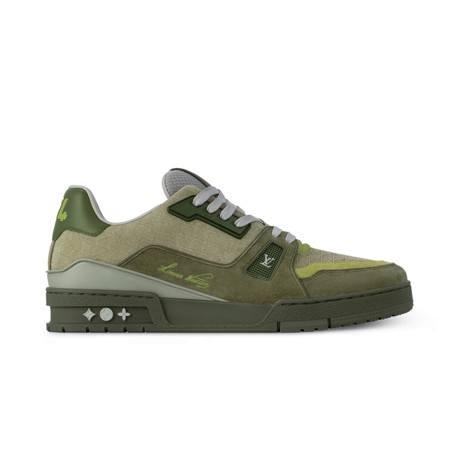 Louis Vuitton LV Trainer Men's And Women's Two Tone Leather And Canvas Round-toe Lace-up Low-top Flat Casual Shoes #77157