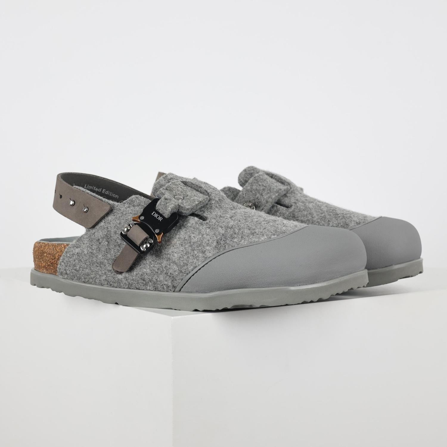 Dior X Birkenstock Tokio Men's And Women's Solid Color Wool Fiber Upper Suede Birkenstock Sandals Shoes #77458