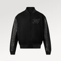 Louis Vuitton Men's Fall/winter Monogram Embossed Leather Drawstring Jacket Black Abstract Graffiti Logo Jacket Baseball Jersey  #71424