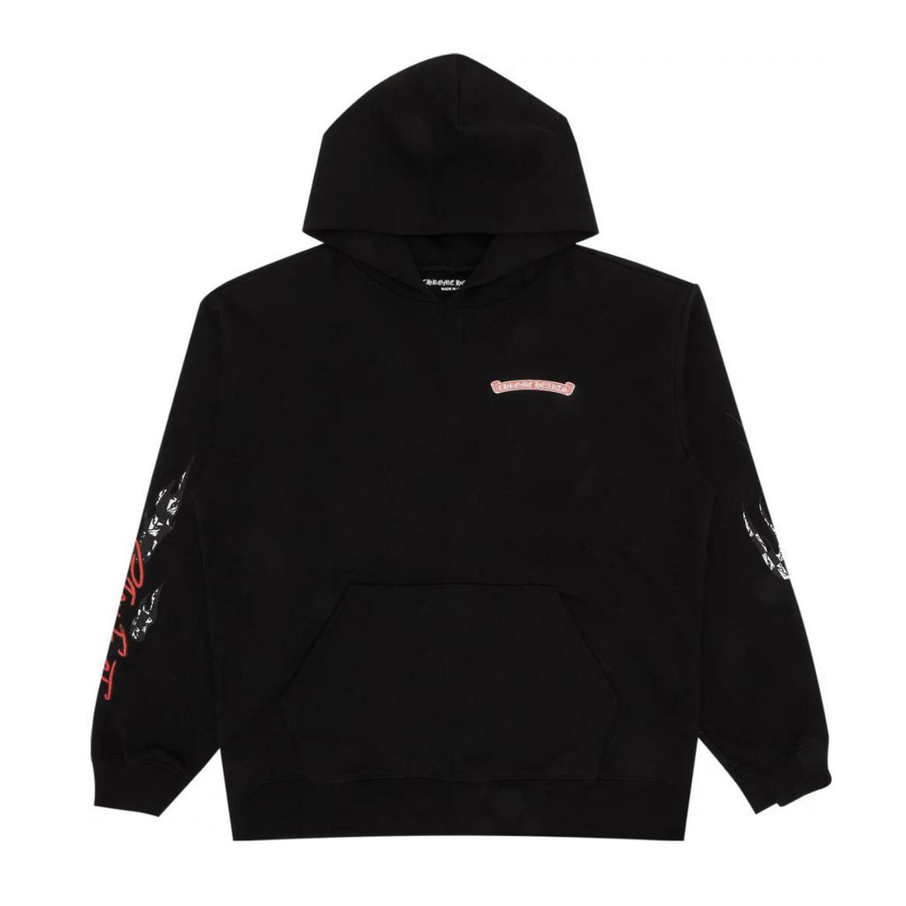 Chrome Hearts Men's Spring and Autumn Black Logo Printed Long Sleeve Hooded Sweatshirt Pullover #72484