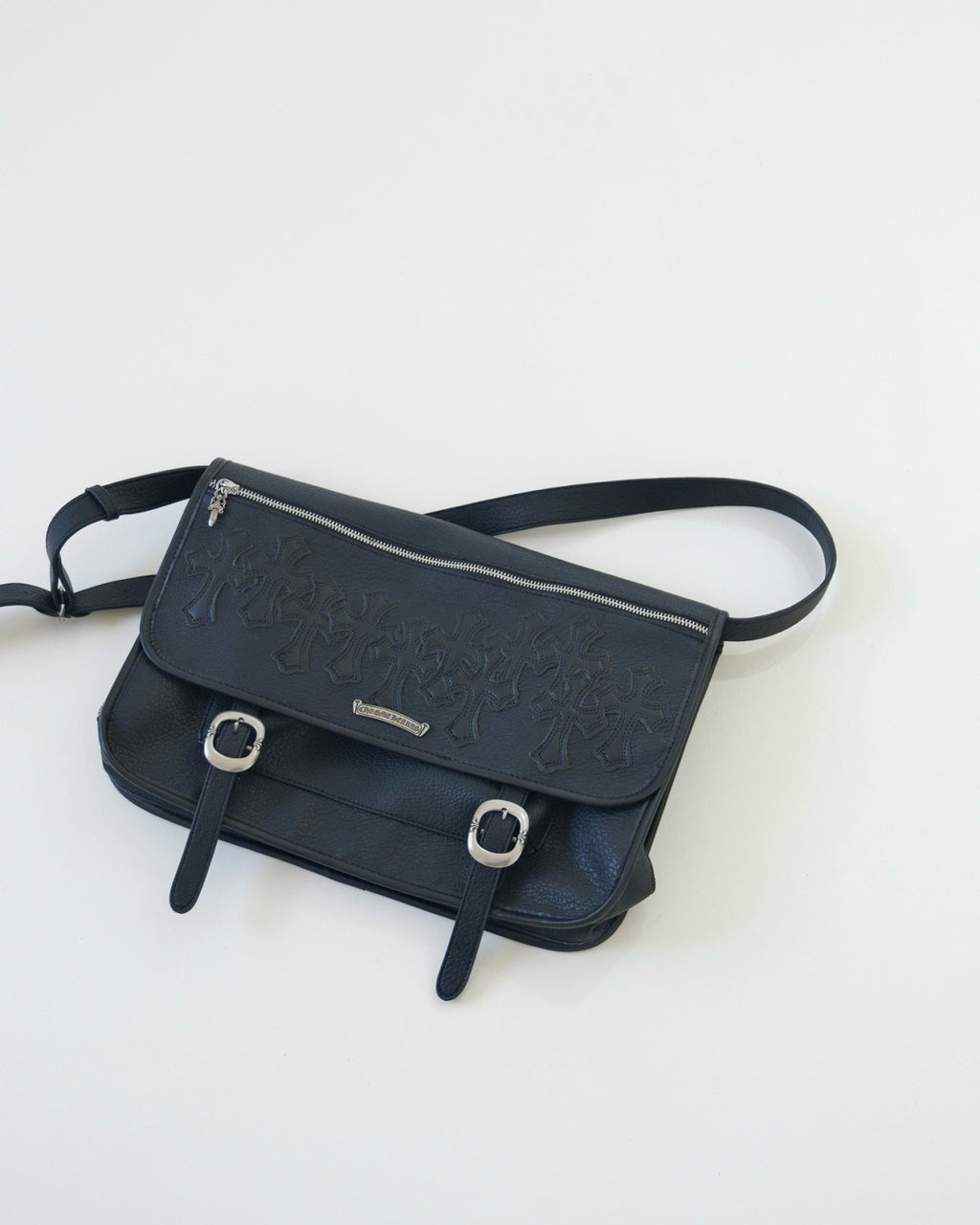 Chrome Hearts Vintage Cross Leather Messenger Bag #383001
