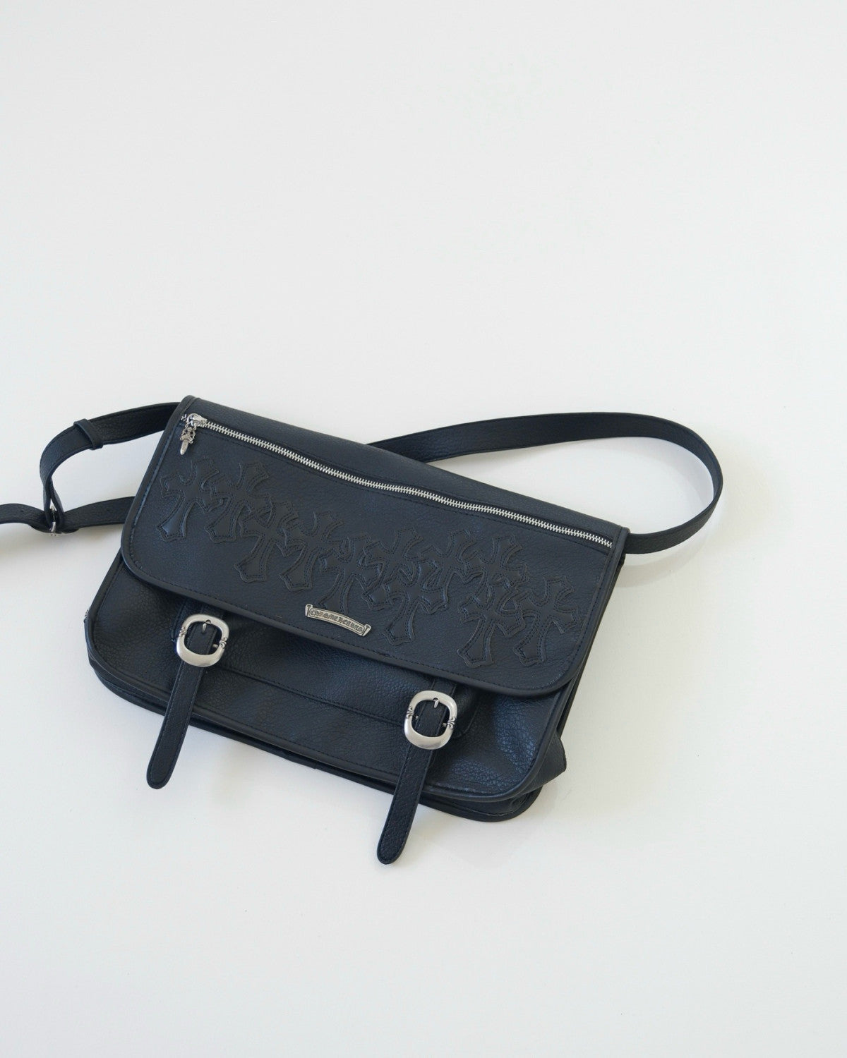 Chrome Hearts Vintage Cross Leather Messenger Bag #383001