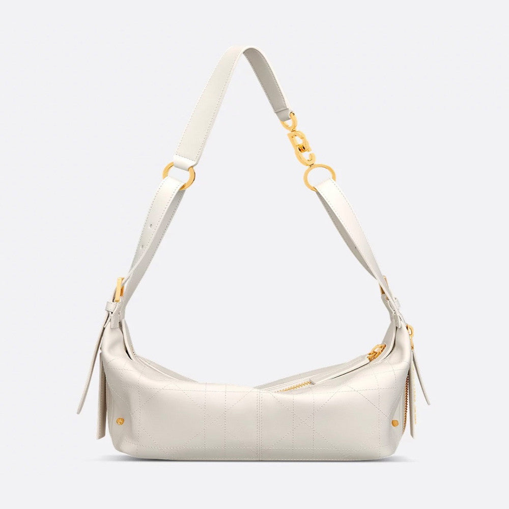 DIOR Medium_D-Journey Bag in Crinkled Calfskin Metallic Gold-Tone Flat Macrocannage #335779