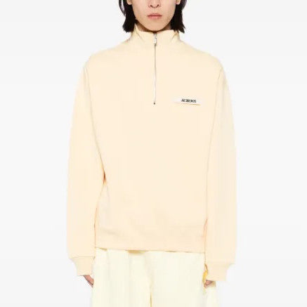 Jacquemus Men's Spring/Fall Fashion Casual High Neck Half Zip Embroidered Knit Logo Sweatshirt #78534