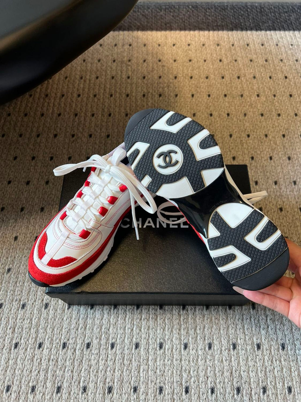 Chanel Calfskin and Suede Calfskin Sneakers #377374